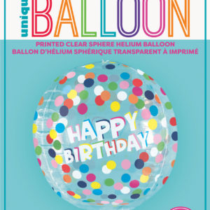 Printed Clear Sphere Polka Dot Birthday Balloon